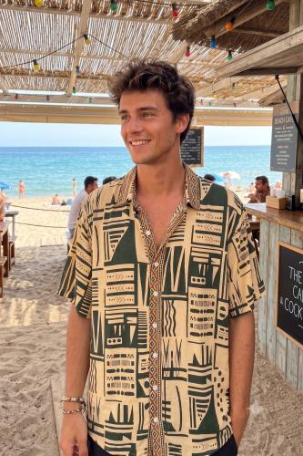 Camisa Boho Hombre Tribal Verde