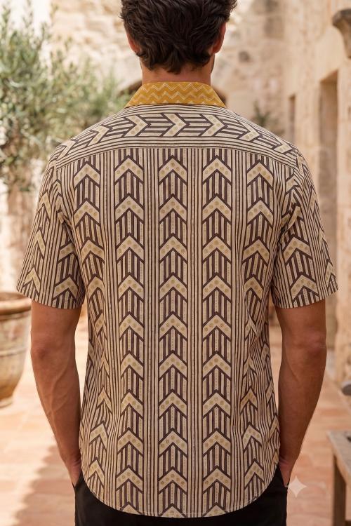 Ethnic Mustard Boho Men's Shirt