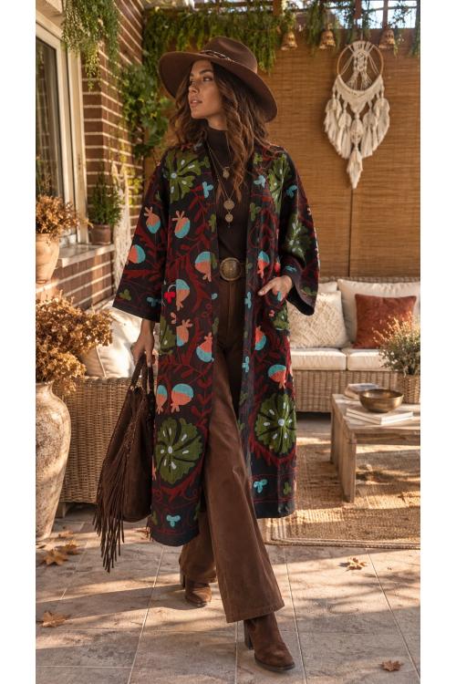Boho Geborduurde Jas/Kimono