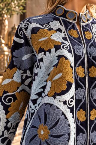 Chaqueta Bordada Boho Navy