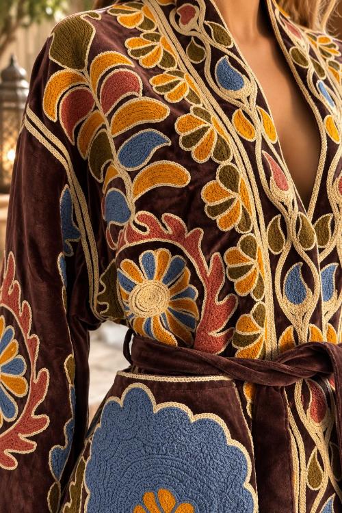 Chaqueta Bordada Boho Chocolat