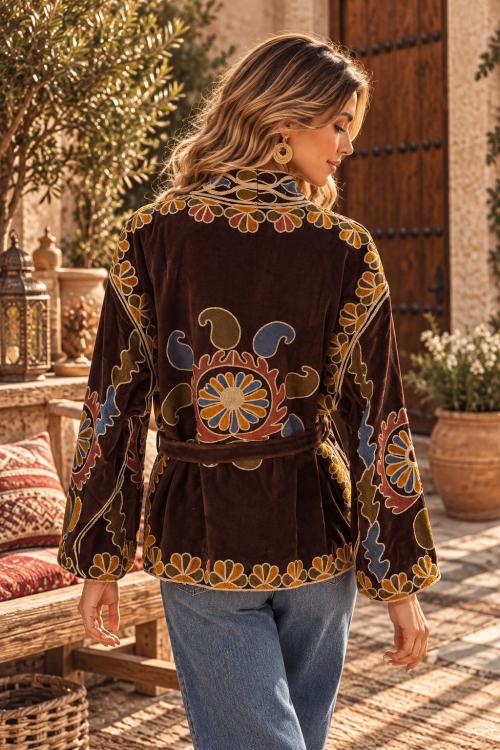 Chaqueta Bordada Boho Chocolat