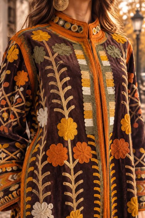 Chaqueta Boho bordada Mar de Otoño