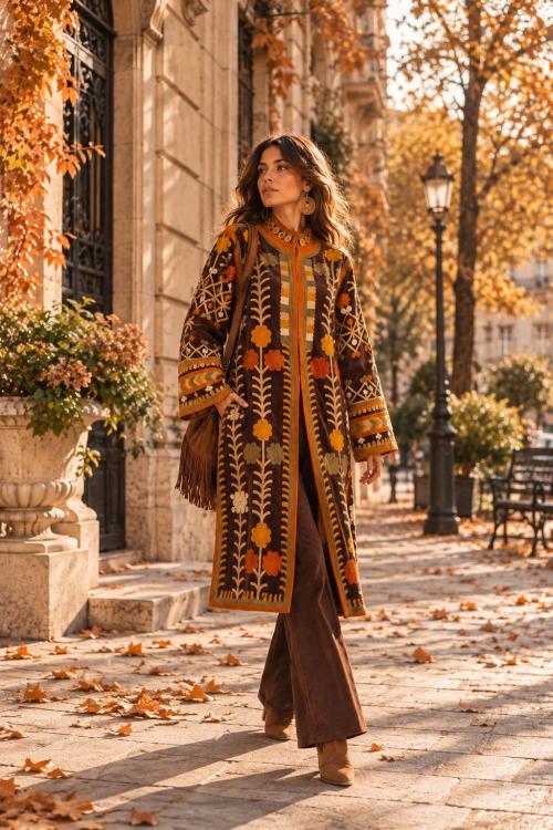 Chaqueta Boho bordada Mar de Otoño