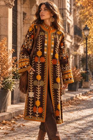 Chaqueta Boho bordada Mar de Otoño
