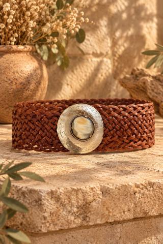 Cinturón Boho de Piel Trenzada Ann