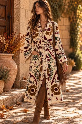 Jaqueta Kimono Bordado Colorido