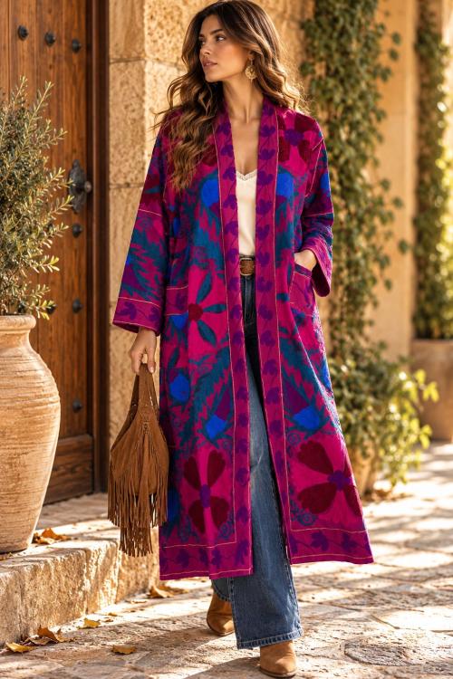 Bestickte Kimono-Jacke Farbe