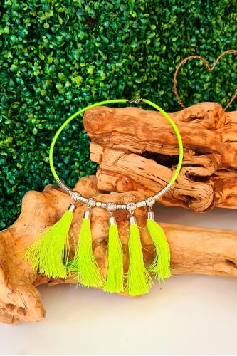 Collier fluo à pompons