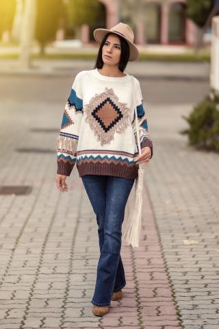 Camisola étnica com franjas