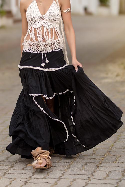 Boho asymmetrical outlet skirt