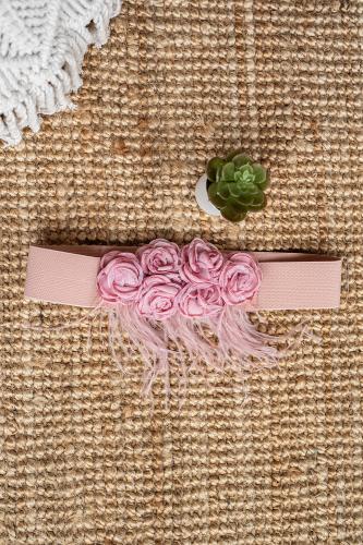 Ceinture fleurie rose pâle