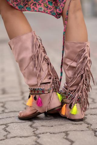 Boho roze sandalen