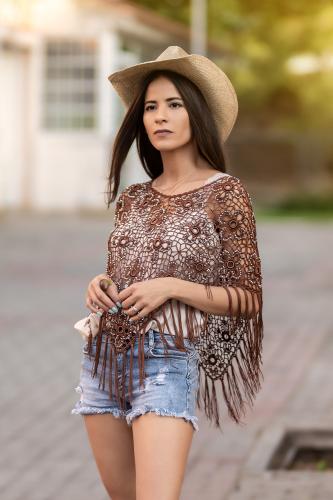 Poncho boho flower
