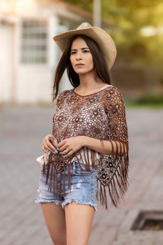 Boho bloemen poncho