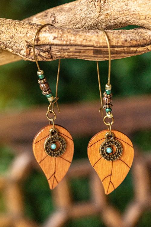 Boucles d'oreilles Feuille Boho