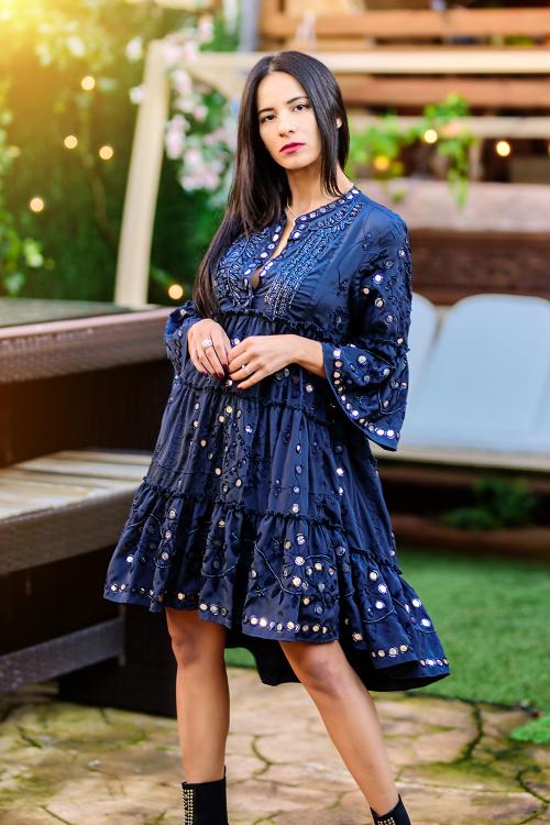 Boho Banjara Robe Bleue