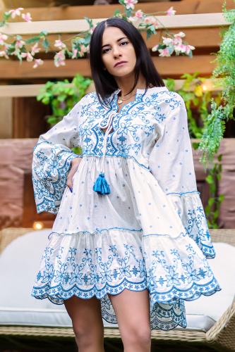 Vestidos boho con falda de encaje y chiffon en capas Sandía