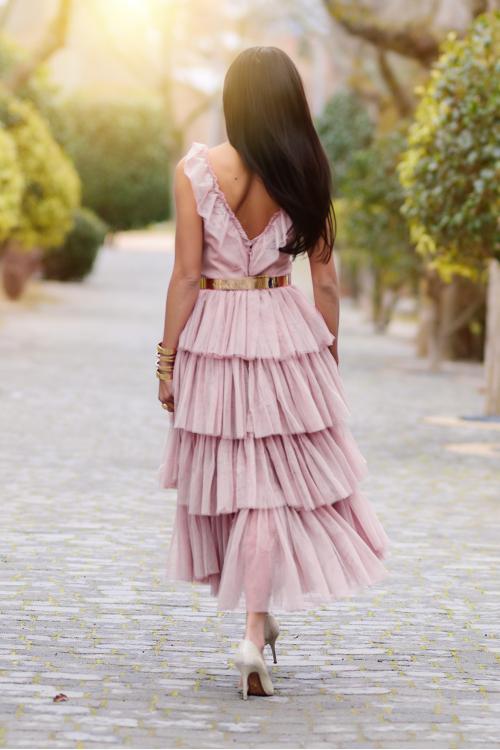 Hellrosa Tüll-Gästekleid