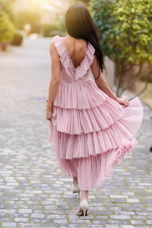 Hellrosa Tüll-Gästekleid