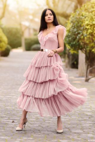 Vestido Invitada Rosa Palo Tull