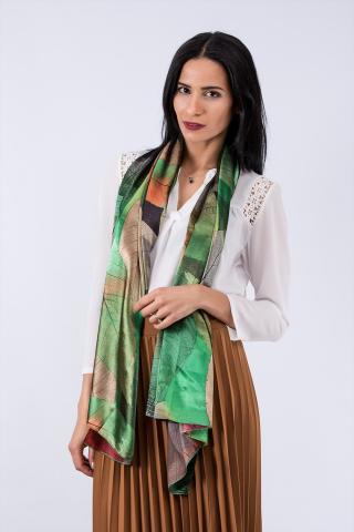 Pañuelo de Seda, Hojas Rojas