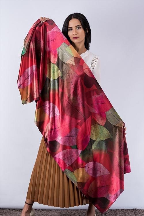 Silk scarf, Red leaves
